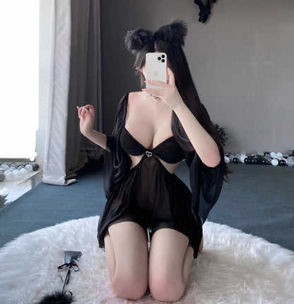 Lingerie for Women Lace Babydoll Sleepwear Heart Boudoir Outfits